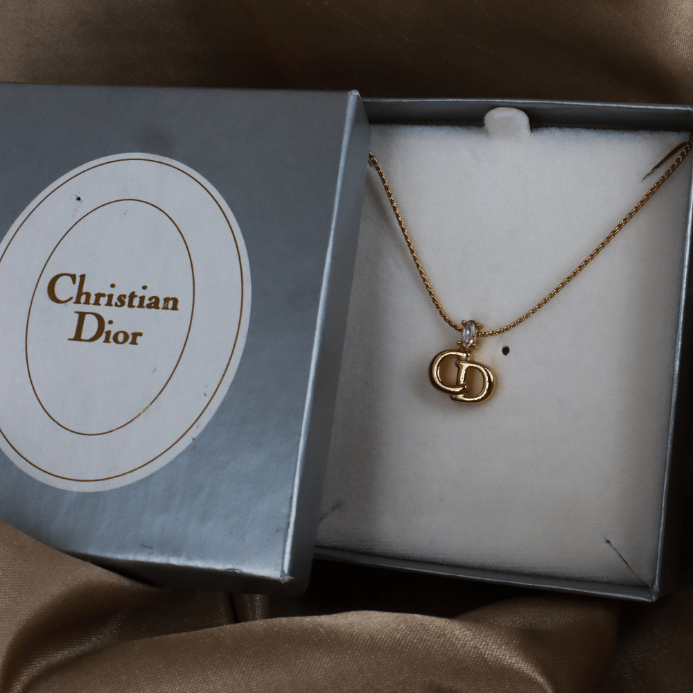 CHRISTIAN DIOR 貓眼閃石吊墜項鏈 | 經典1990年代款式 ｜附原盒 未使用 - Vintasy項鏈