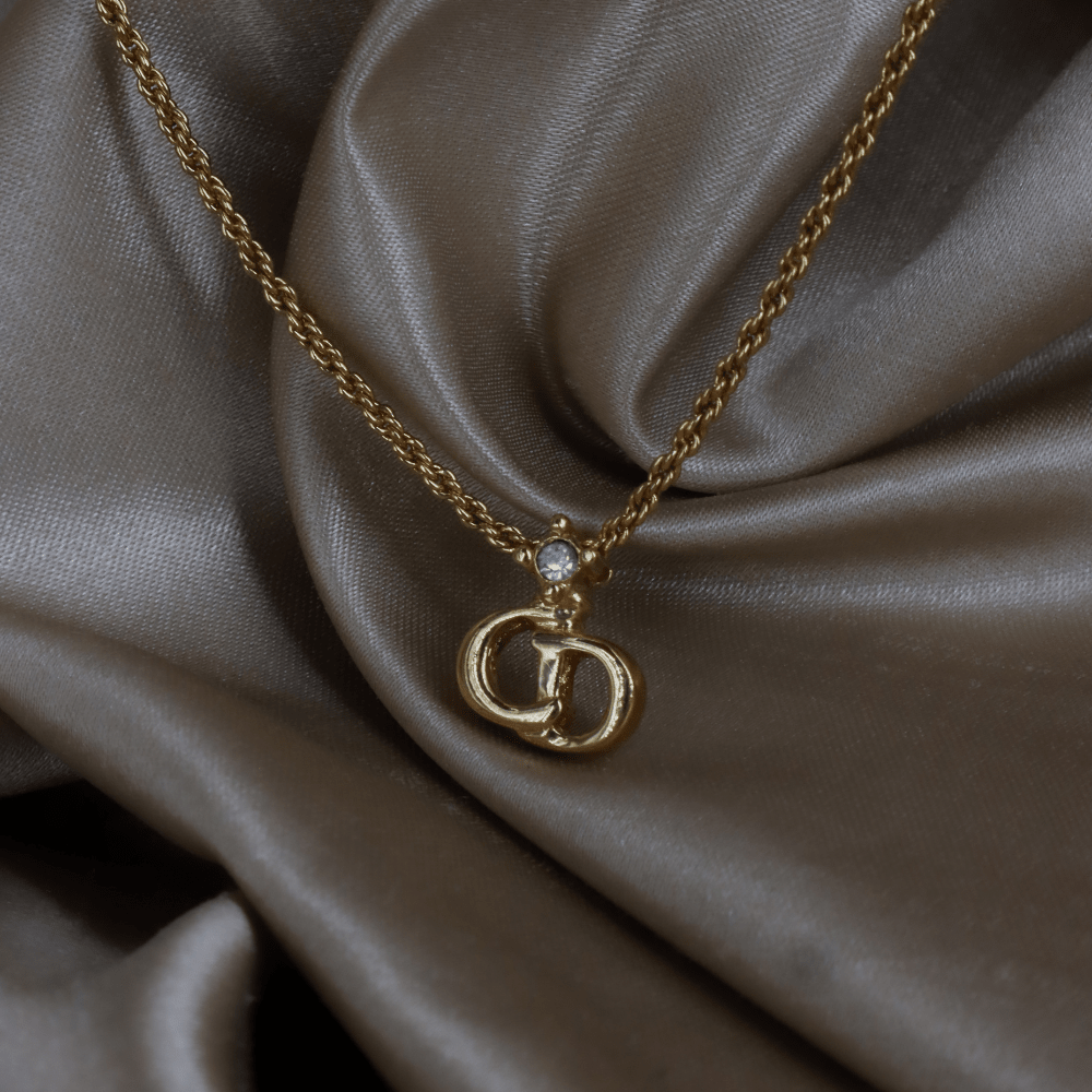 CHRISTIAN DIOR 吊墜閃石項鏈（金）| 1990年代款 | 秒殺熱賣款 - Vintasy項鏈