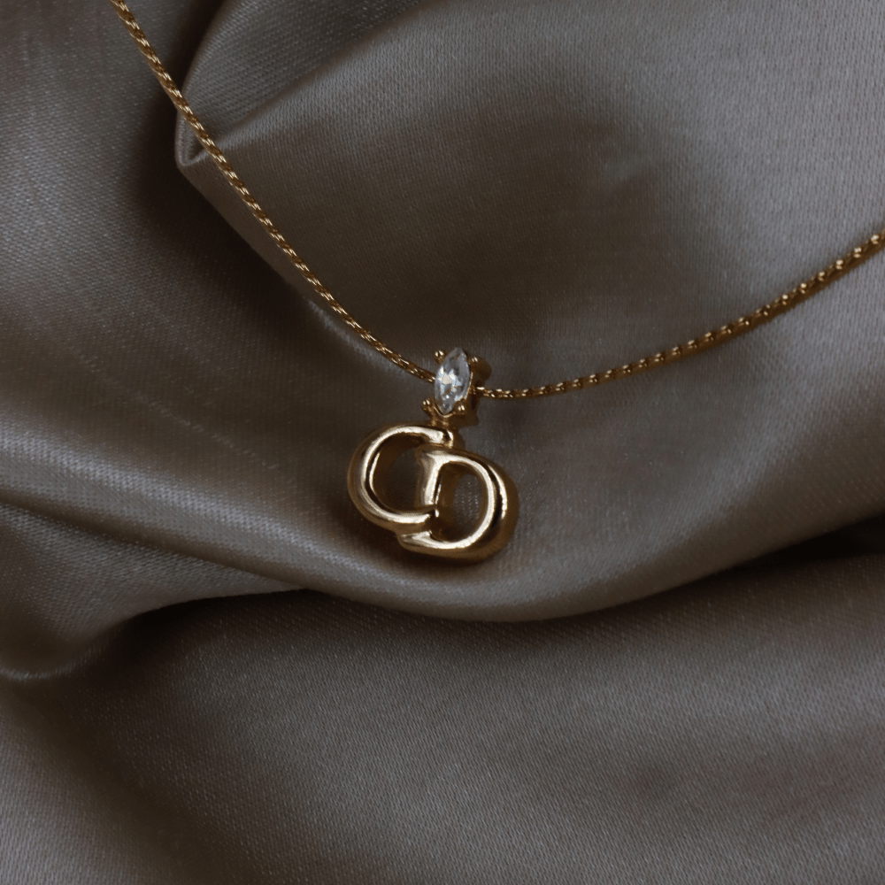 CHRISTIAN DIOR 貓眼閃石吊墜項鏈 | 經典1990年代款式 ｜附原盒 - Vintasy項鏈