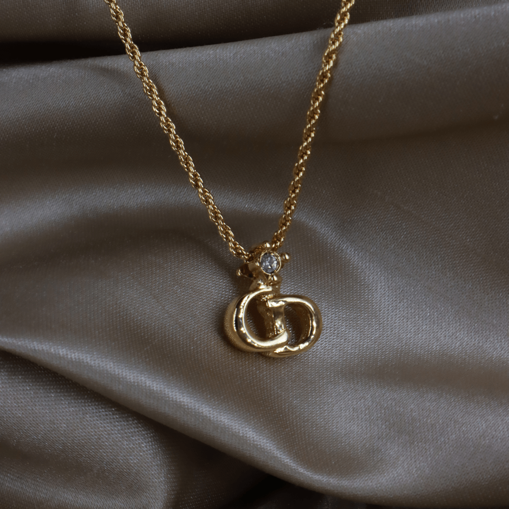 CHRISTIAN DIOR 吊墜閃石項鏈（金）| 1990年代款 | 秒殺熱賣款 - Vintasy項鏈