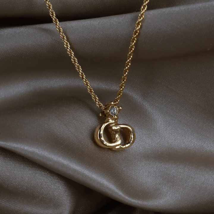 CHRISTIAN DIOR 吊墜閃石項鏈（金）| 1990年代款 | 秒殺熱賣款 - Vintasy項鏈