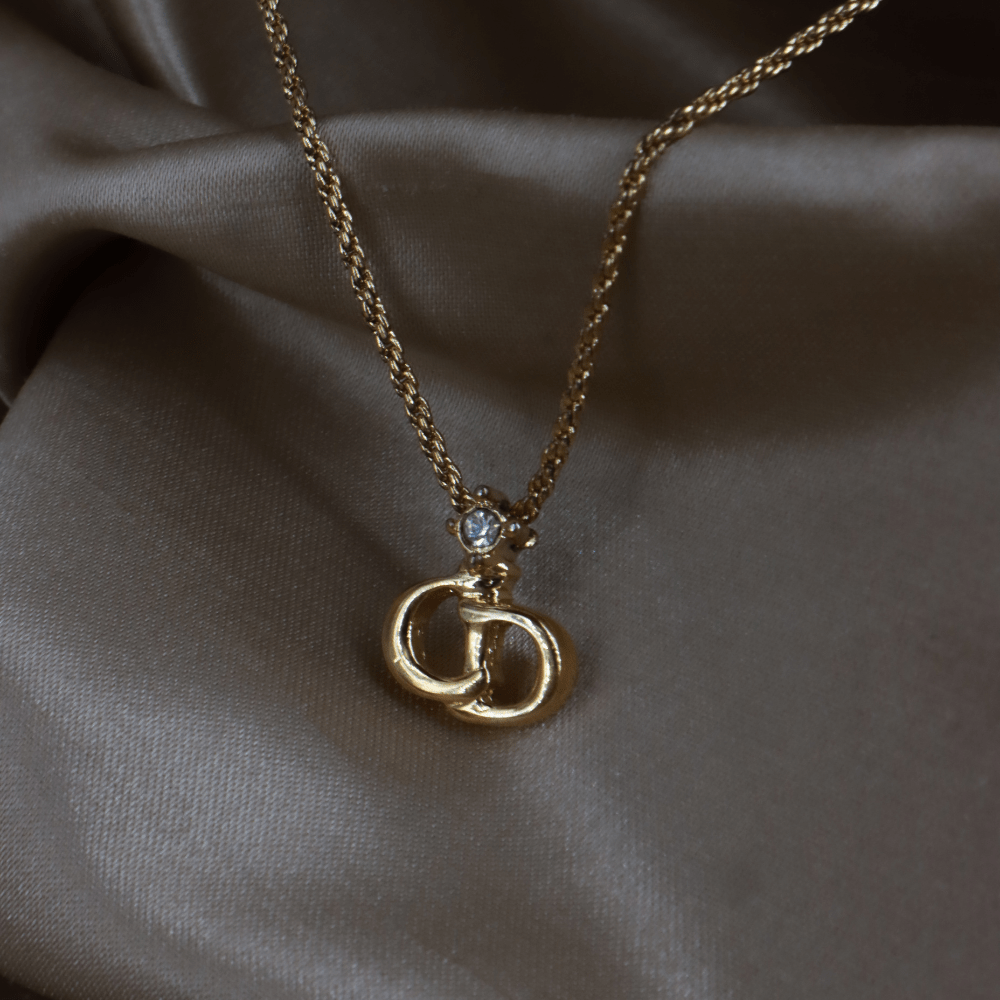 CHRISTIAN DIOR 吊墜閃石項鏈（金）| 1990年代款 | 秒殺熱賣款 - Vintasy項鏈