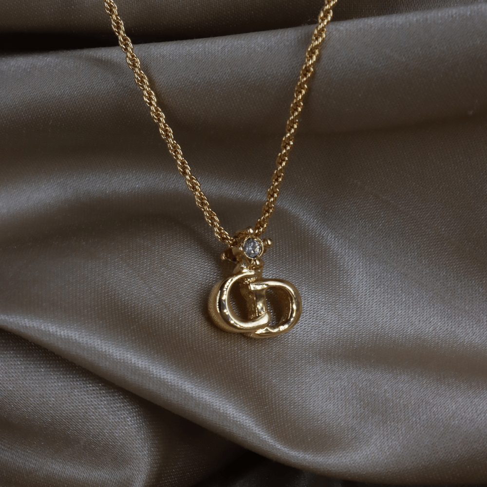 CHRISTIAN DIOR 吊墜閃石項鏈（金）| 1990年代款 | 秒殺熱賣款 - Vintasy項鏈