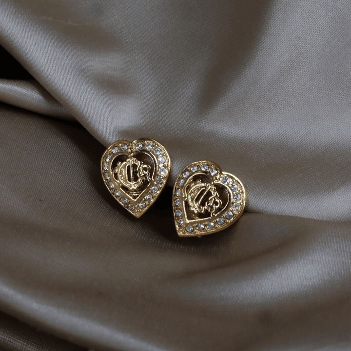 CHRISTIAN DIOR 馬車心心吊墜耳夾 | 1990年代款 - Vintasy