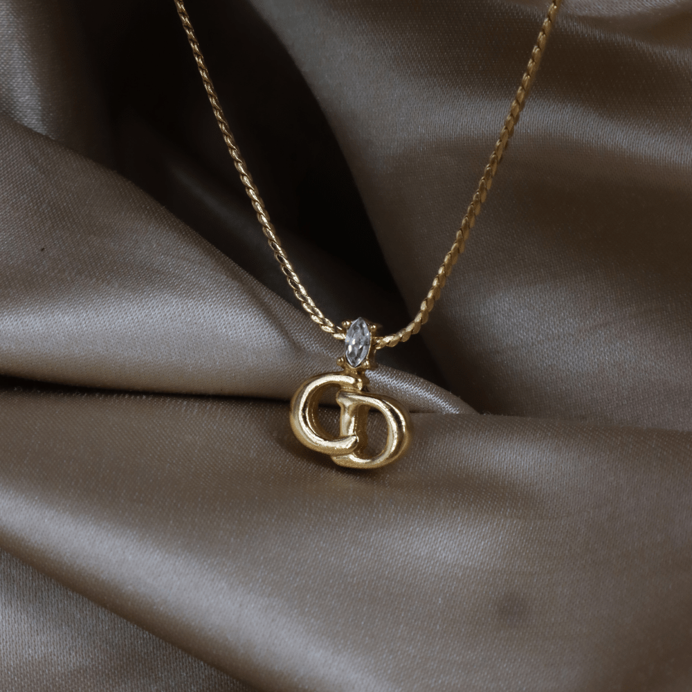 CHRISTIAN DIOR 貓眼閃石吊墜項鏈 | 經典1990年代款式 - Vintasy項鏈