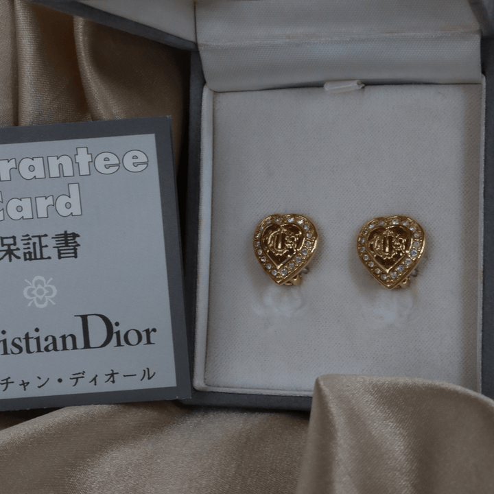 CHRISTIAN DIOR 馬車心心吊墜耳夾 | 1990年代款 - Vintasy