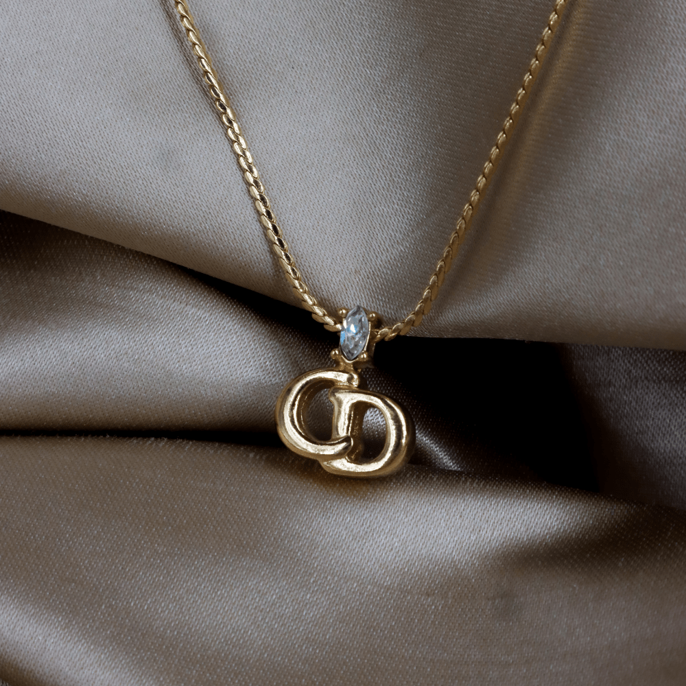 CHRISTIAN DIOR 貓眼閃石吊墜項鏈 | 經典1990年代款式 - Vintasy項鏈