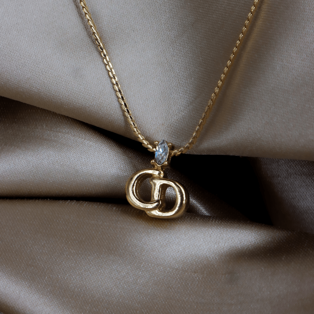 CHRISTIAN DIOR 貓眼閃石吊墜項鏈 | 經典1990年代款式 - Vintasy項鏈