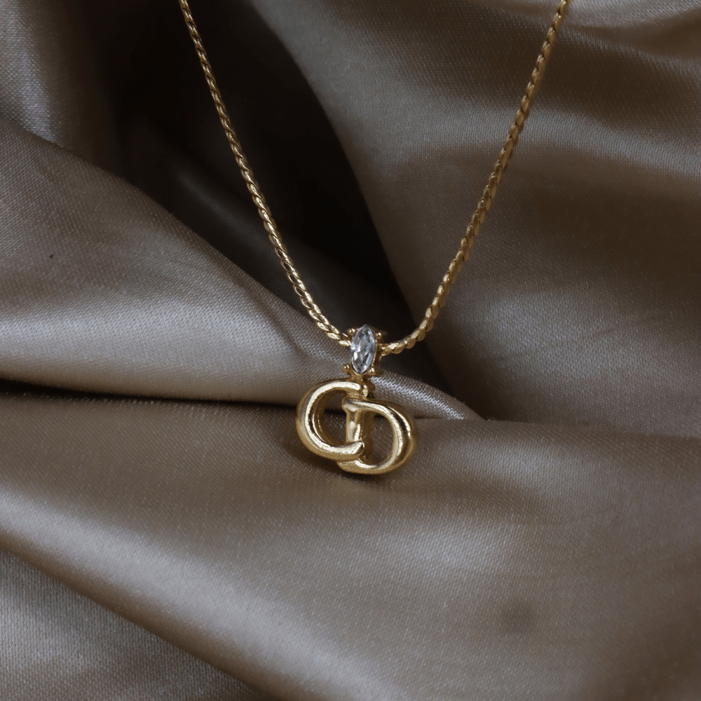 CHRISTIAN DIOR 貓眼閃石吊墜項鏈 | 經典1990年代款式 - Vintasy項鏈