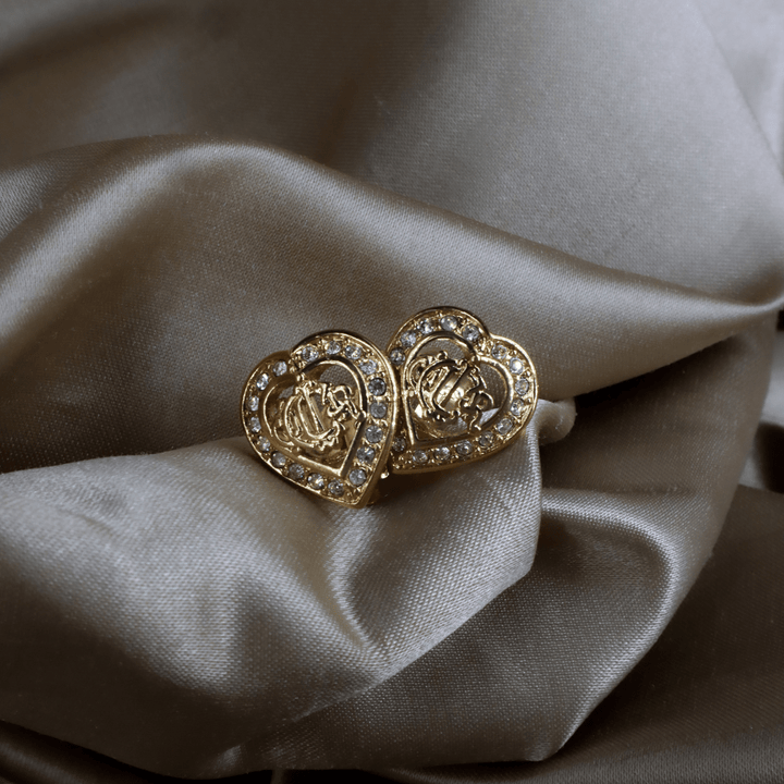 CHRISTIAN DIOR 馬車心心吊墜耳夾 | 1990年代款 - Vintasy