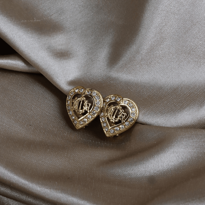 CHRISTIAN DIOR 馬車心心吊墜耳夾 | 1990年代款 - Vintasy