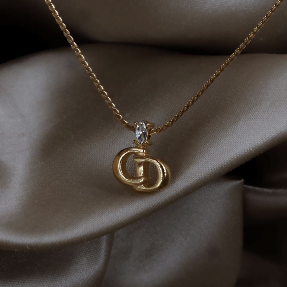 CHRISTIAN DIOR 貓眼閃石吊墜項鏈 | 經典1990年代款式 - Vintasy項鏈