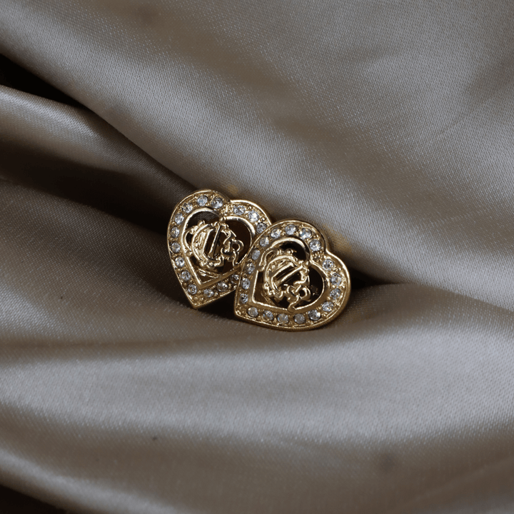 CHRISTIAN DIOR 馬車心心吊墜耳夾 | 1990年代款 - Vintasy