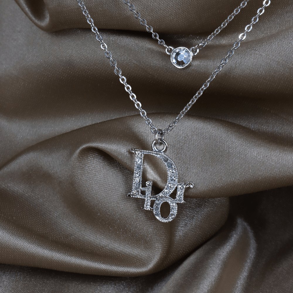 CHRISTIAN DIOR 疊戴閃石吊墜項鏈｜2000年代未使用收藏品 - Vintasy
