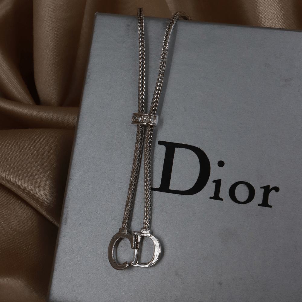 CHRISTIAN DIOR CD簡約型吊墜項鏈| 經典2000年代款式 | 未使用 附原盒 - Vintasy項鏈