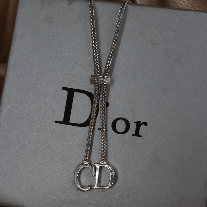 CHRISTIAN DIOR CD簡約型吊墜項鏈| 經典2000年代款式 | 未使用 附原盒 - Vintasy項鏈
