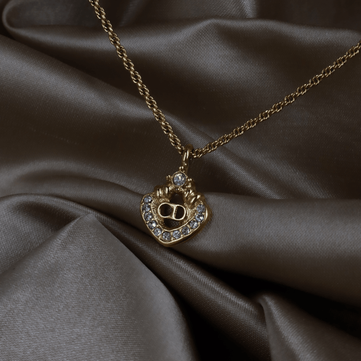 CHRISTIAN DIOR CD Logo 水晶愛心鎖吊墜項鏈 | 經典1990年代款式 - Vintasy項鏈
