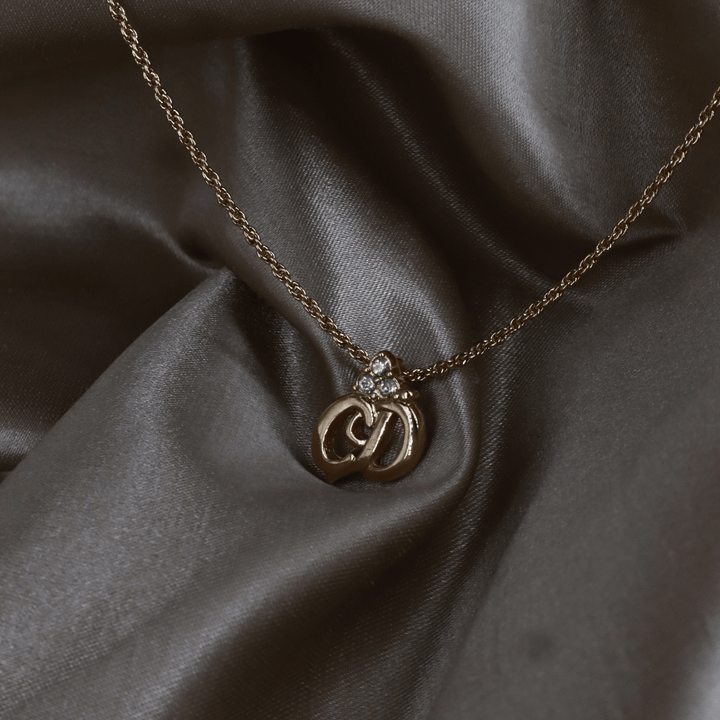 CHRISTIAN DIOR CD Logo 水晶項鏈 - Vintasy項鏈