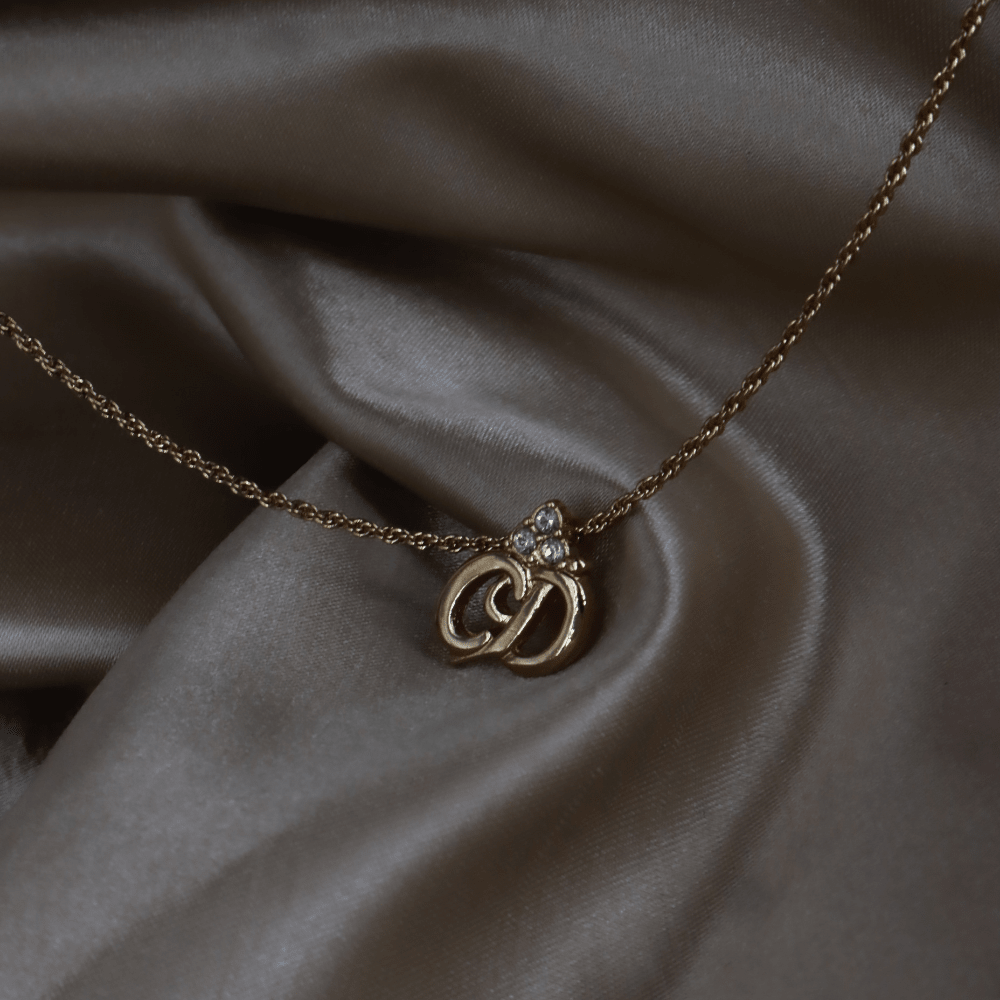 CHRISTIAN DIOR CD Logo 水晶項鏈 - Vintasy項鏈