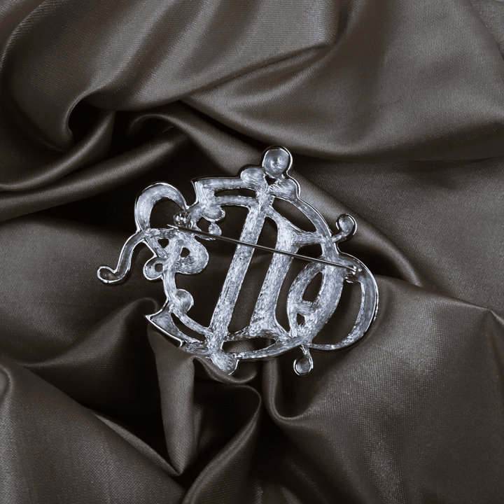 CHRISTIAN DIOR CD Logo 銀色花押胸針 - Vintasy