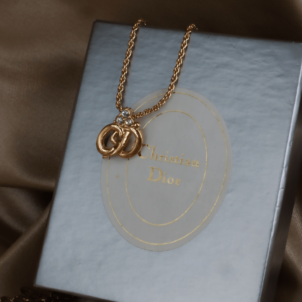CHRISTIAN DIOR CD Logo 水晶項鏈 - Vintasy項鏈