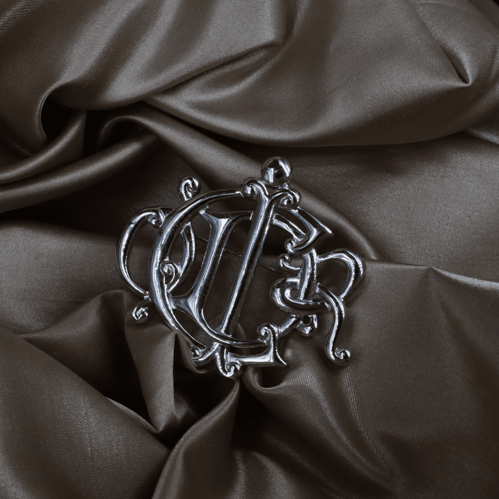 CHRISTIAN DIOR CD Logo 銀色花押胸針 - Vintasy