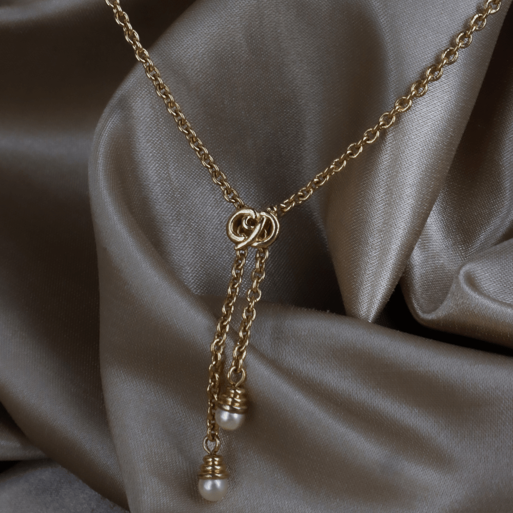 CHRISTIAN DIOR CD Logo流蘇珍珠項鏈｜1990年代 - Vintasy