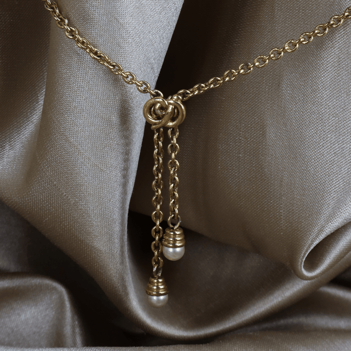 CHRISTIAN DIOR CD Logo流蘇珍珠項鏈｜1990年代 - Vintasy