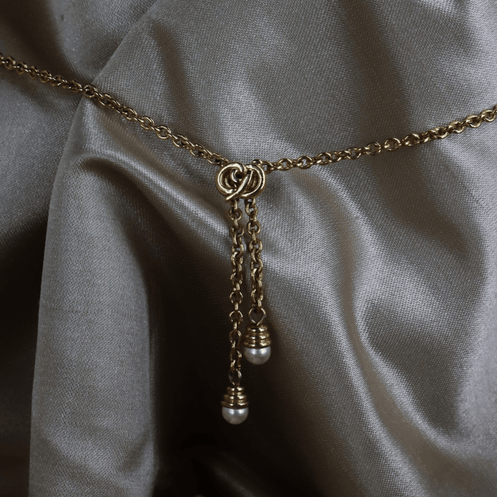 CHRISTIAN DIOR CD Logo流蘇珍珠項鏈｜1990年代 - Vintasy