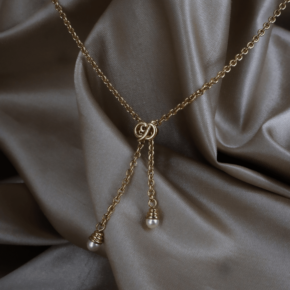 CHRISTIAN DIOR CD Logo流蘇珍珠項鏈｜1990年代 - Vintasy
