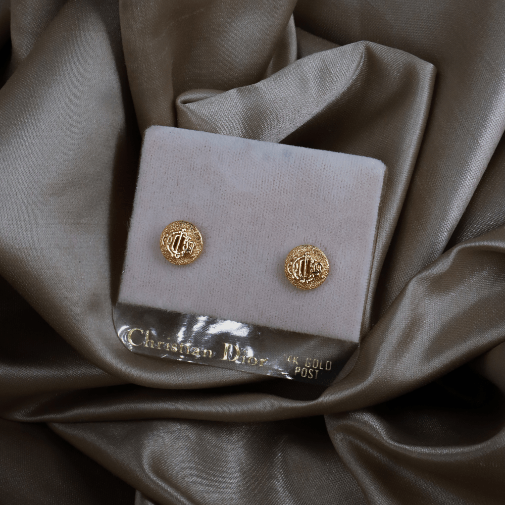 CHRISTIAN DIOR CD Monogram 圓章耳環（金色）｜1980年代 ｜｜VINTASY 中古美品 ｜ 香港最大型中古首飾收藏店｜ dior ｜ 耳環