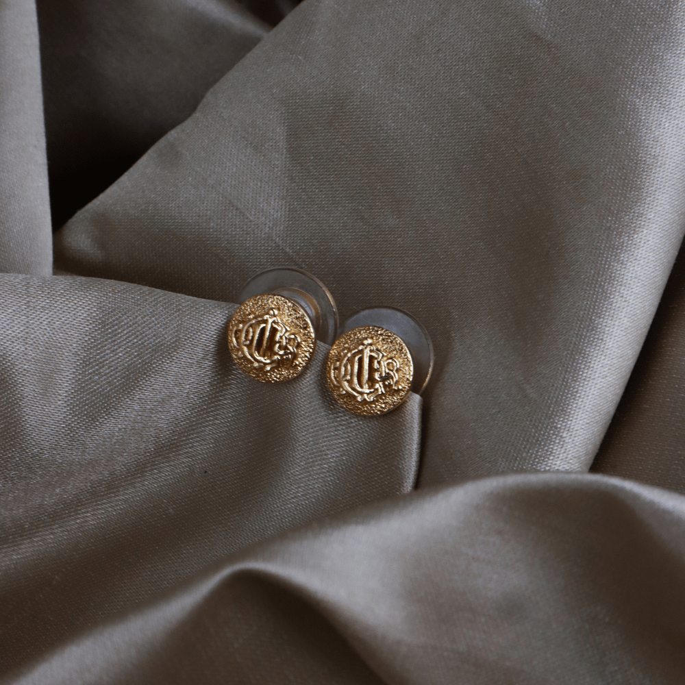 CHRISTIAN DIOR CD Monogram 圓章耳環（金色）｜1980年代 ｜｜VINTASY 中古美品 ｜ 香港最大型中古首飾收藏店｜ dior ｜ 耳環