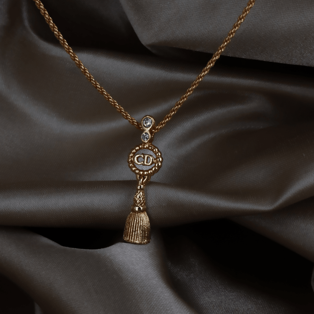 CHRISTIAN DIOR CD Tassel 吊墜項鏈（金色）｜1990年代 ｜｜VINTASY 中古美品 ｜ 香港最大型中古首飾收藏店｜ dior ｜ 項鏈