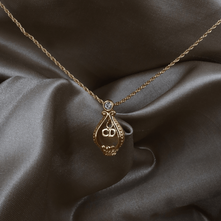 CHRISTIAN DIOR 巴洛克王冠CD吊牌水晶項鏈｜未使用美品 - Vintasy項鏈