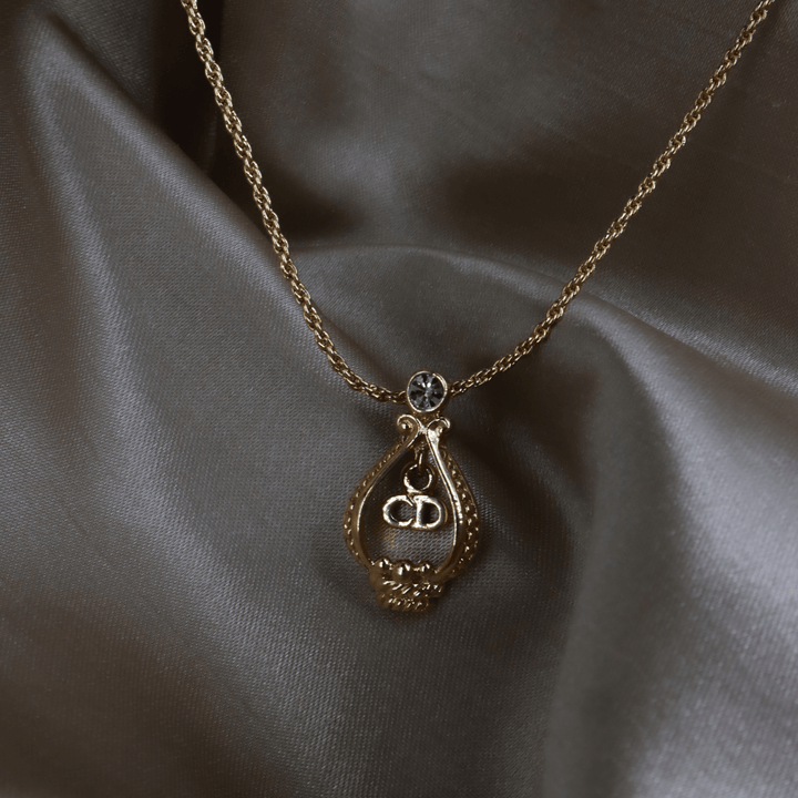 CHRISTIAN DIOR 巴洛克王冠CD吊牌藍水晶項鏈｜未使用美品 - Vintasy項鏈