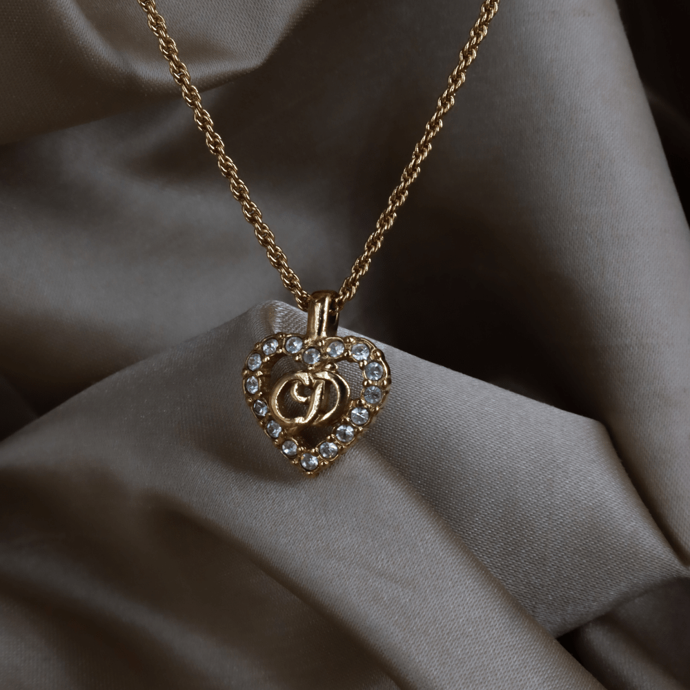 CHRISTIAN DIOR CD閃石吊墜項鏈 - Vintasy