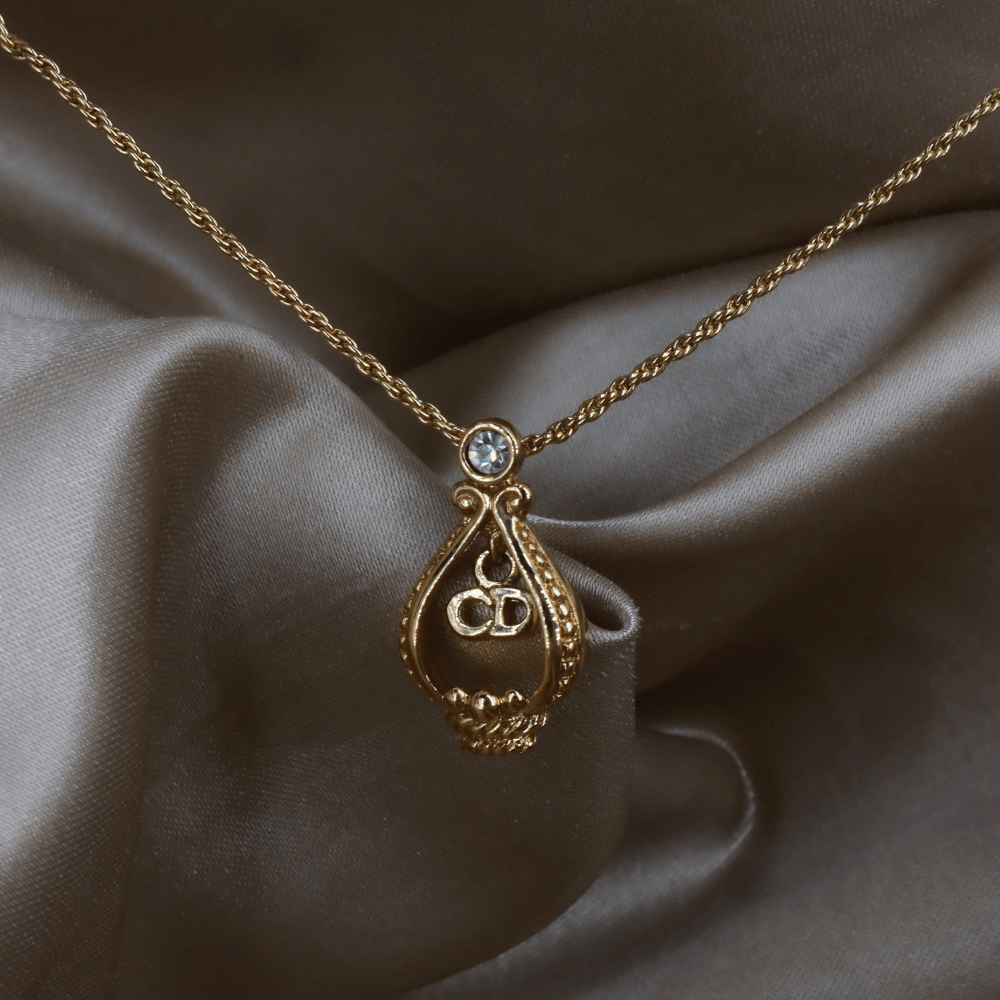 CHRISTIAN DIOR 巴洛克王冠CD吊牌水晶項鏈｜未使用美品 - Vintasy項鏈