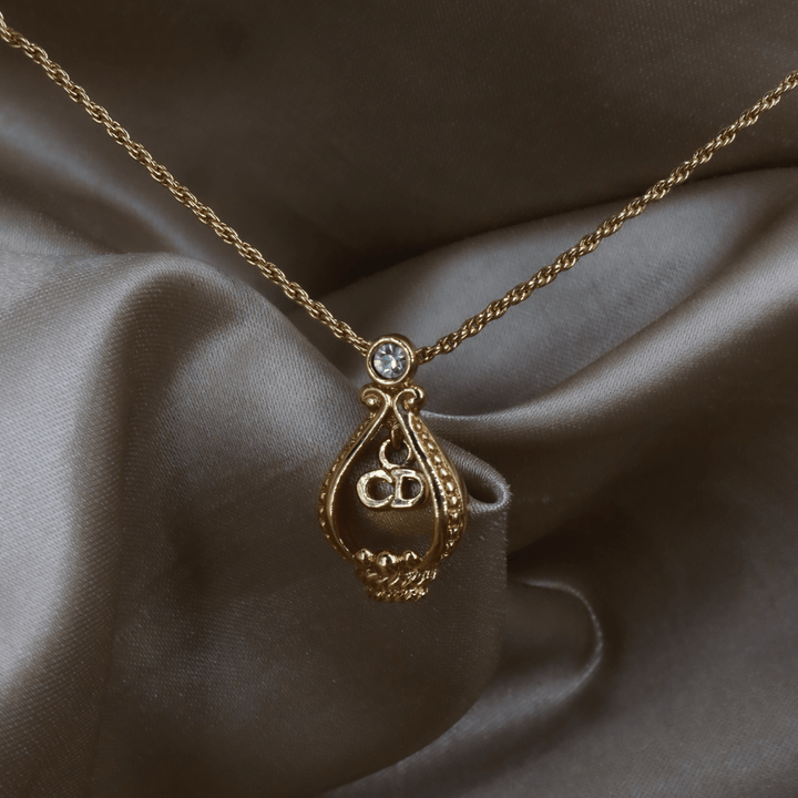 CHRISTIAN DIOR 巴洛克王冠CD吊牌水晶項鏈｜未使用美品 - Vintasy項鏈