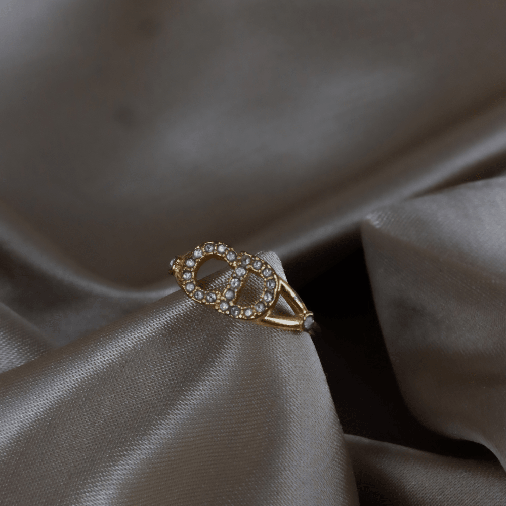 Christian Dior Clair D Lune 金色飾面金屬戒指 尾戒 - Vintasy戒指