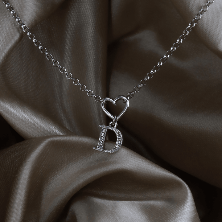 CHRISTIAN DIOR 愛心 D Logo 水晶項鏈（銀色）｜2000年代 ｜｜VINTASY 中古美品 ｜ 香港最大型中古首飾收藏店｜ DIOR ｜ 項鏈
