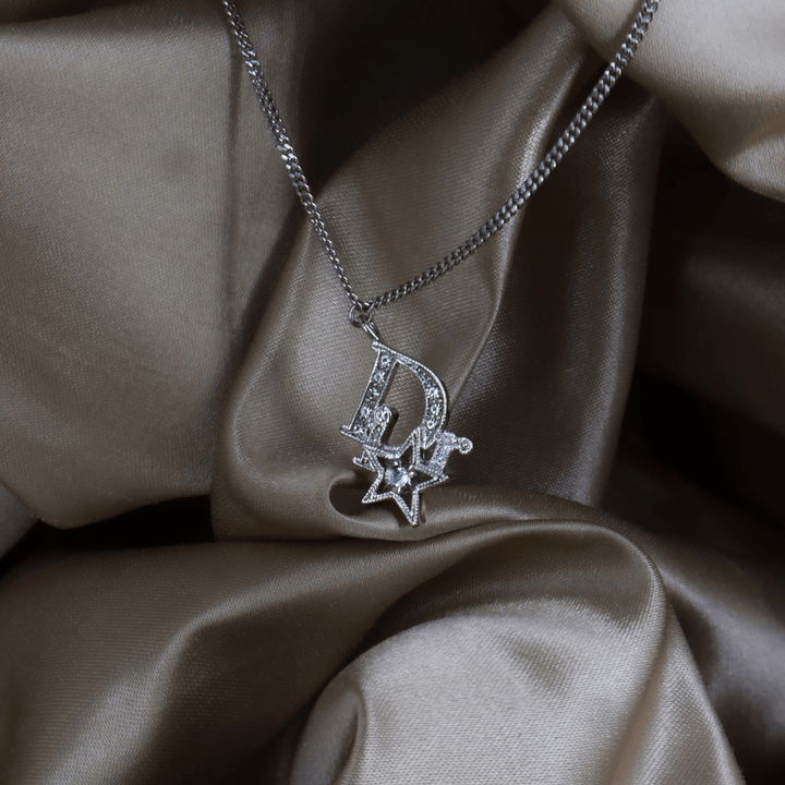 CHRISTIAN DIOR 星星水晶 D Logo 項鏈（銀色）｜2000年代 ｜｜VINTASY 中古美品 ｜ 香港最大型中古首飾收藏店｜ DIOR ｜ 項鏈
