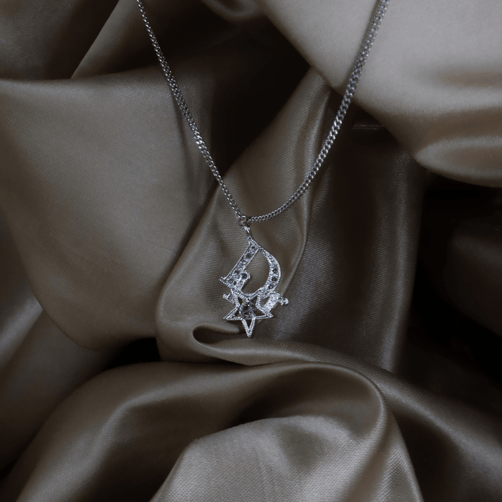 CHRISTIAN DIOR 星星水晶 D Logo 項鏈（銀色）｜2000年代 ｜｜VINTASY 中古美品 ｜ 香港最大型中古首飾收藏店｜ DIOR ｜ 項鏈