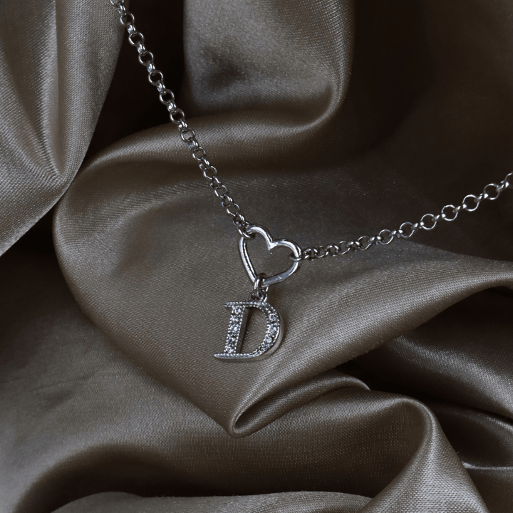 CHRISTIAN DIOR 愛心 D Logo 水晶項鏈（銀色）｜2000年代 ｜｜VINTASY 中古美品 ｜ 香港最大型中古首飾收藏店｜ DIOR ｜ 項鏈