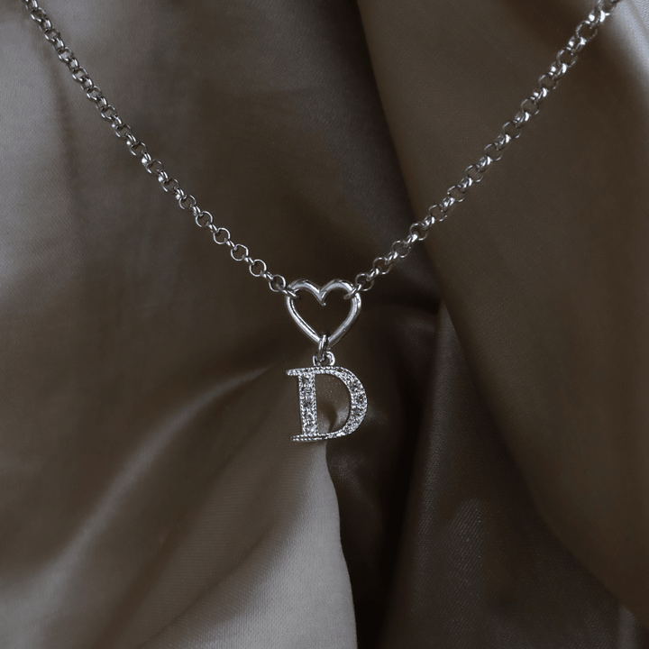 CHRISTIAN DIOR 愛心 D Logo 水晶項鏈（銀色）｜2000年代 ｜｜VINTASY 中古美品 ｜ 香港最大型中古首飾收藏店｜ DIOR ｜ 項鏈