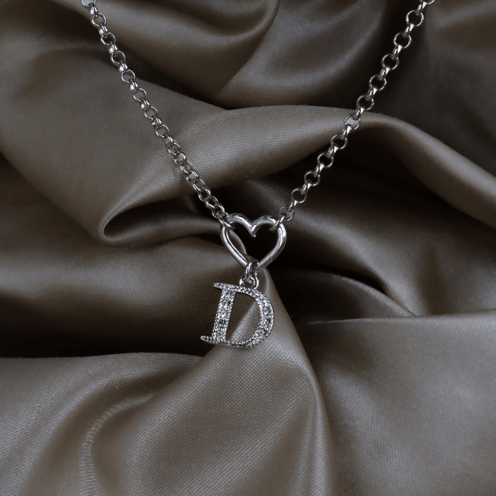 CHRISTIAN DIOR 愛心 D Logo 水晶項鏈（銀色）｜2000年代 ｜｜VINTASY 中古美品 ｜ 香港最大型中古首飾收藏店｜ DIOR ｜ 項鏈