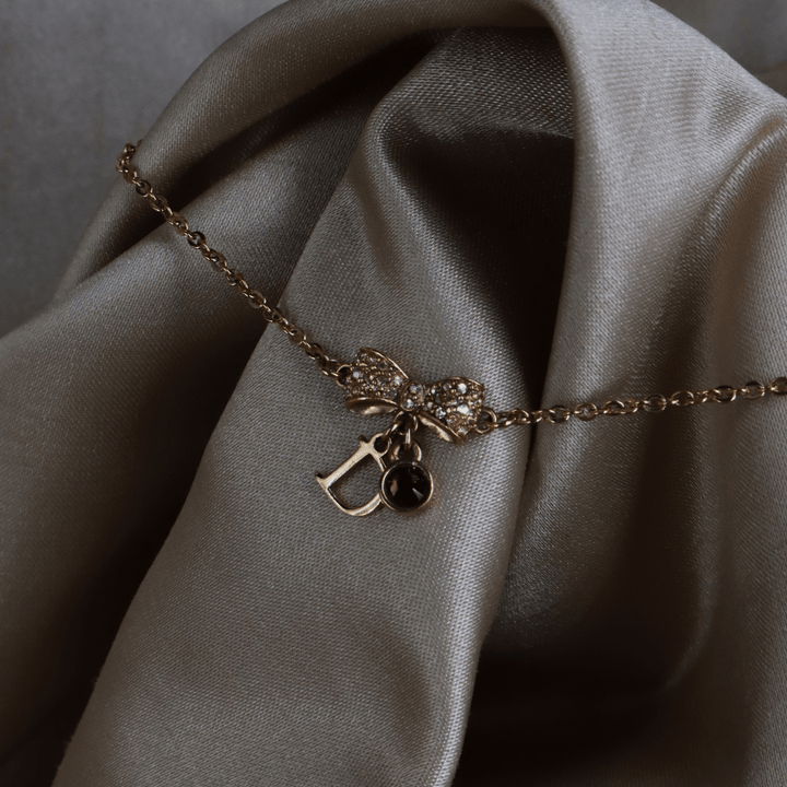 CHRISTIAN DIOR 蝴蝶結D Logo寶石手鏈 ｜ Vintasy項鏈 ｜ dior ｜ 項鏈