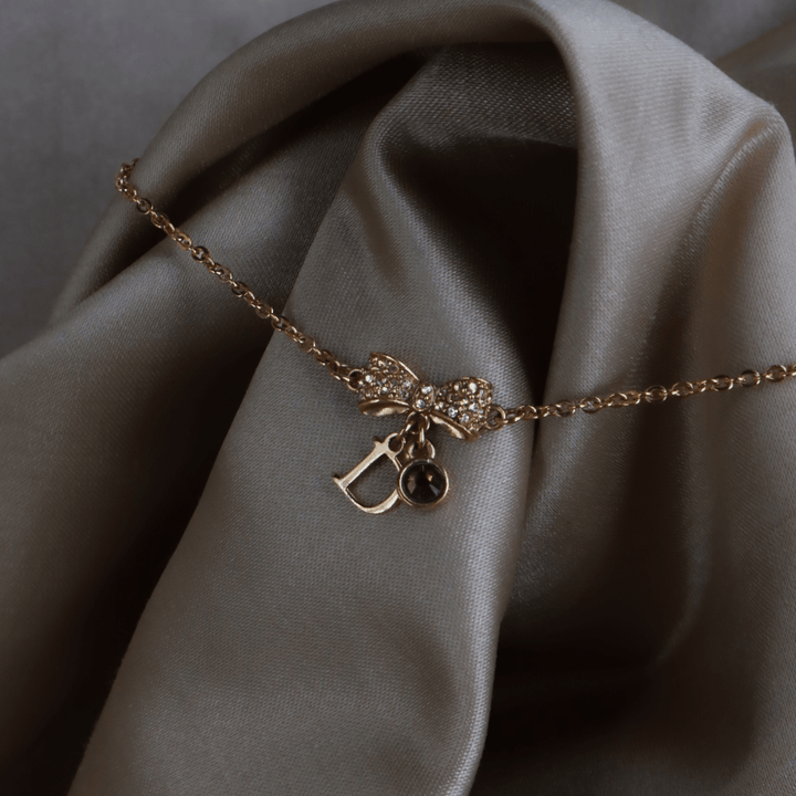 CHRISTIAN DIOR 蝴蝶結D Logo寶石手鏈 ｜ Vintasy項鏈 ｜ dior ｜ 項鏈
