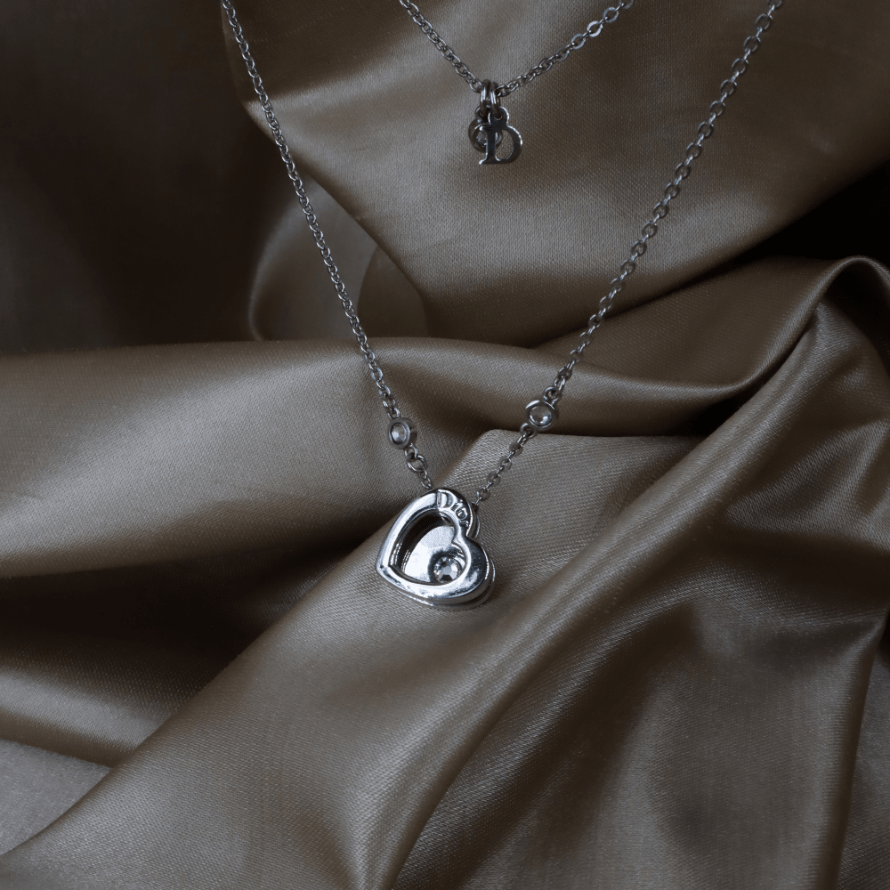 CHRISTIAN DIOR double layer心型項鏈 四葉草幸運系列 - Vintasy