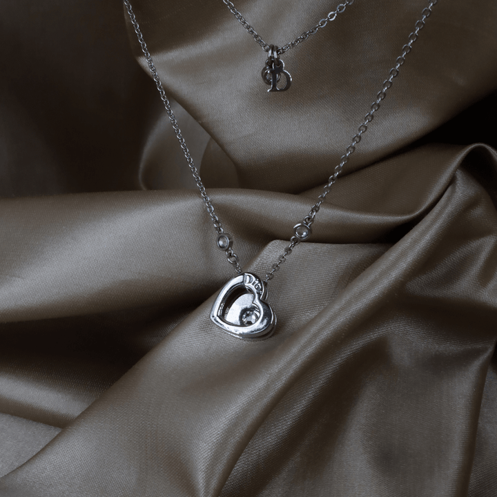 CHRISTIAN DIOR double layer心型項鏈 四葉草幸運系列 - Vintasy