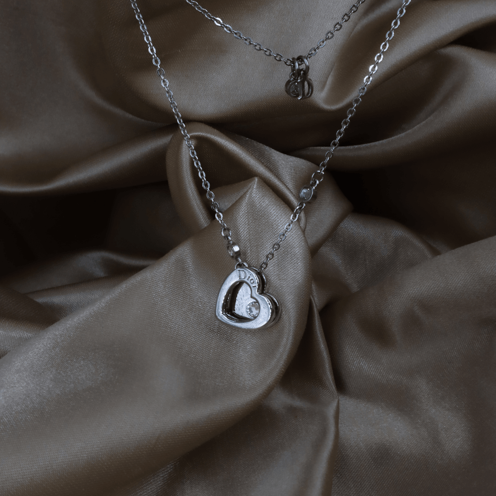 CHRISTIAN DIOR double layer心型項鏈 四葉草幸運系列 - Vintasy